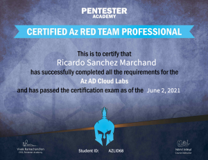 Certificate Az Red Team Professional 